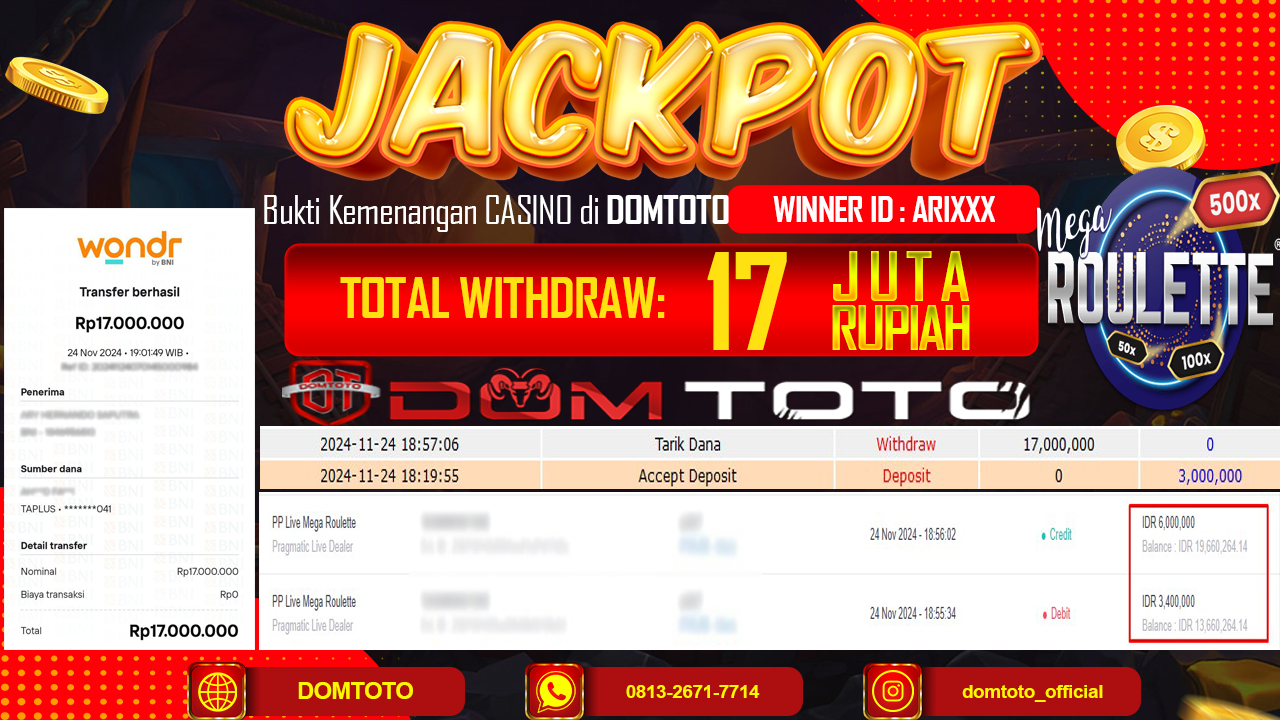 JACKPOT  LIVE MEGA ROULATTE 24 NOVEMBER 2024